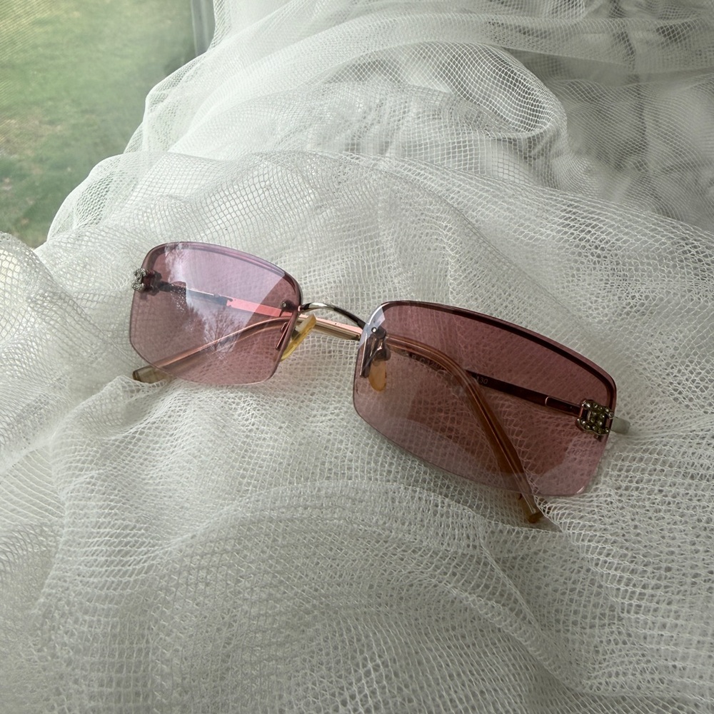 Chanel Pink Rimless Sunglasses